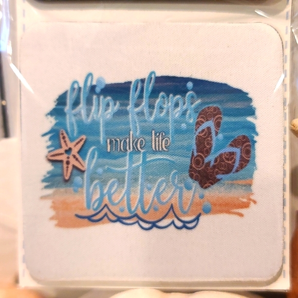 BEACH Theme NWT Beverage Coaster set of 4 for can glass bottle wine beer coffee - Picture 2 of 5